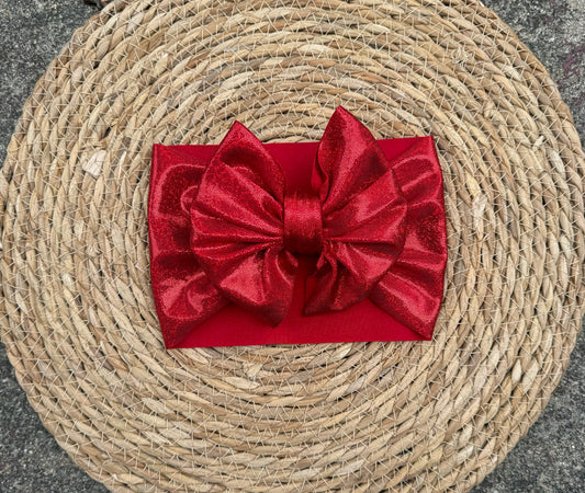 Red Shimmer Messy Headwrap