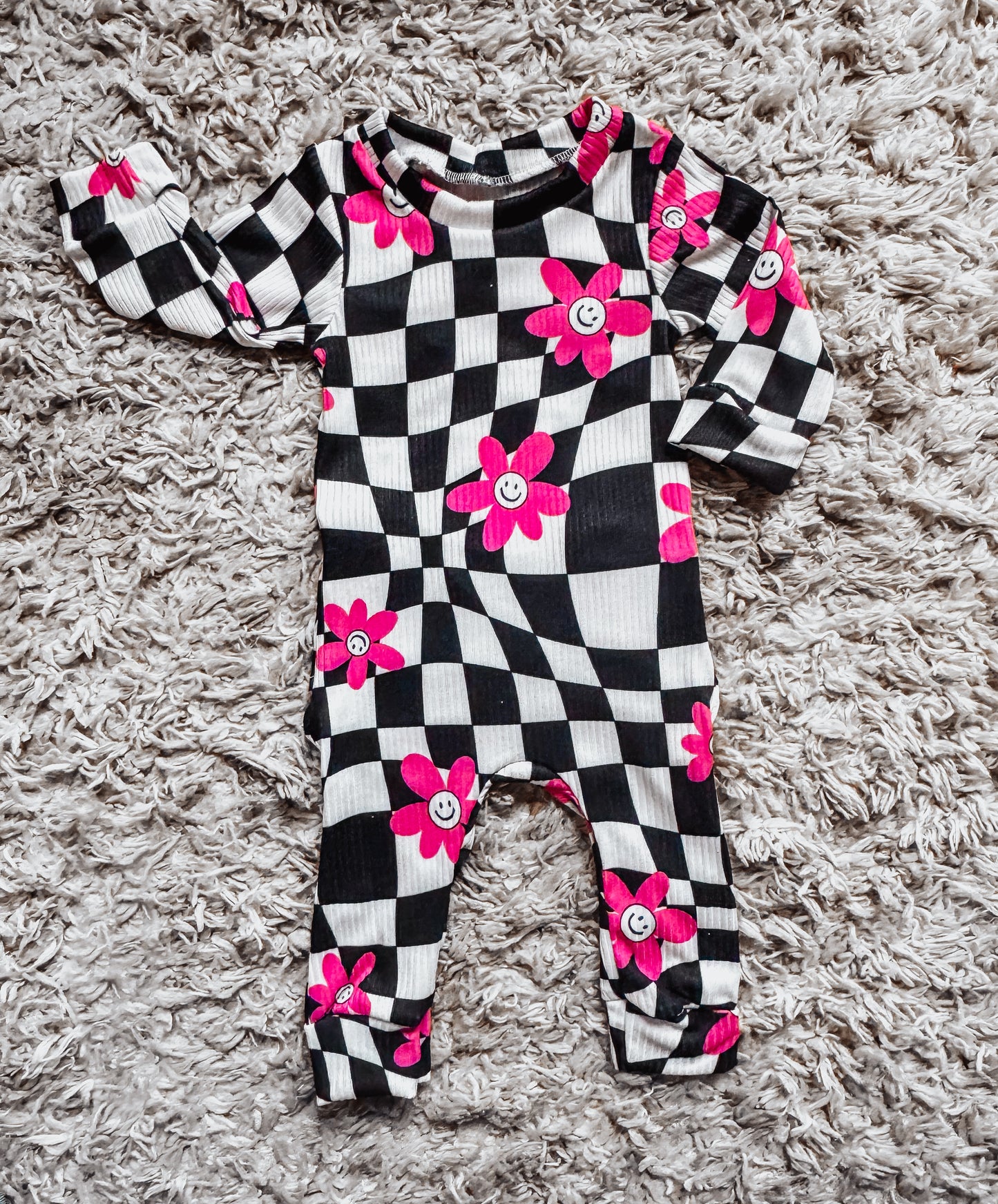 0/3 Pink & Checkered Envelope Romper