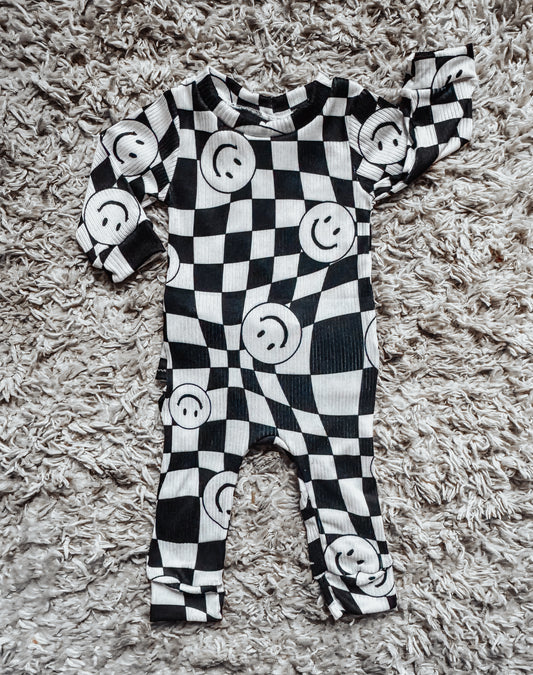 0/3 Checkered Envelope Romper