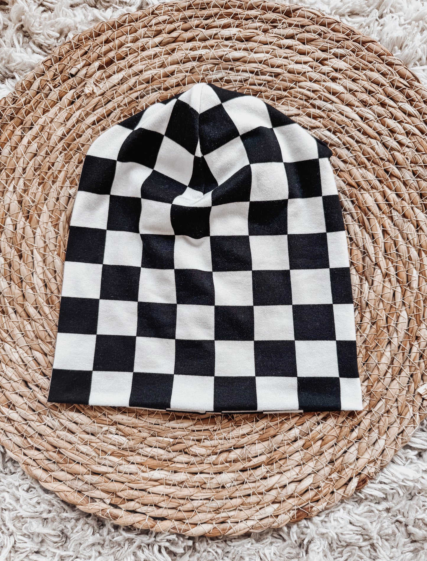 B&W Checkered Beanie 12m-2y