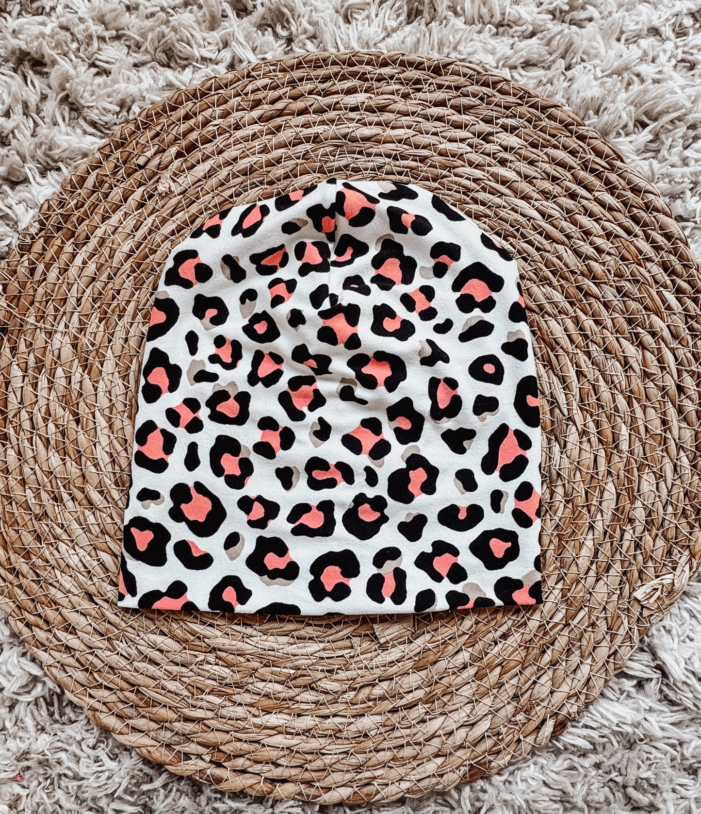 Pink Leopard Beanie 12m-2y