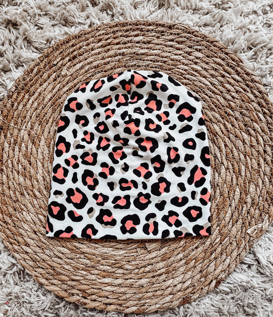 Pink Leopard Beanie 12m-2y