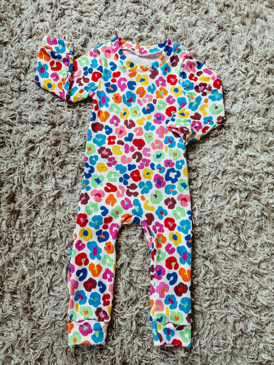 Colorful Leopard Envelope Romper 6/9