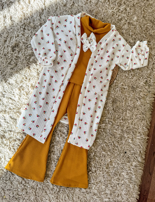 Mustard/Floral 4 piece Set 2T