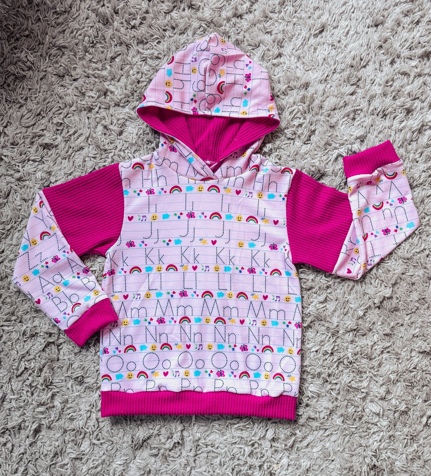 Pink Letter Two Toned Hoodie 5y