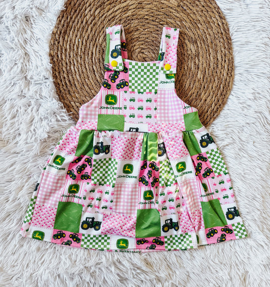 Pink John Deere Overall Dress 12/18