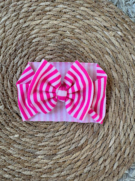 Pink Striped Bow