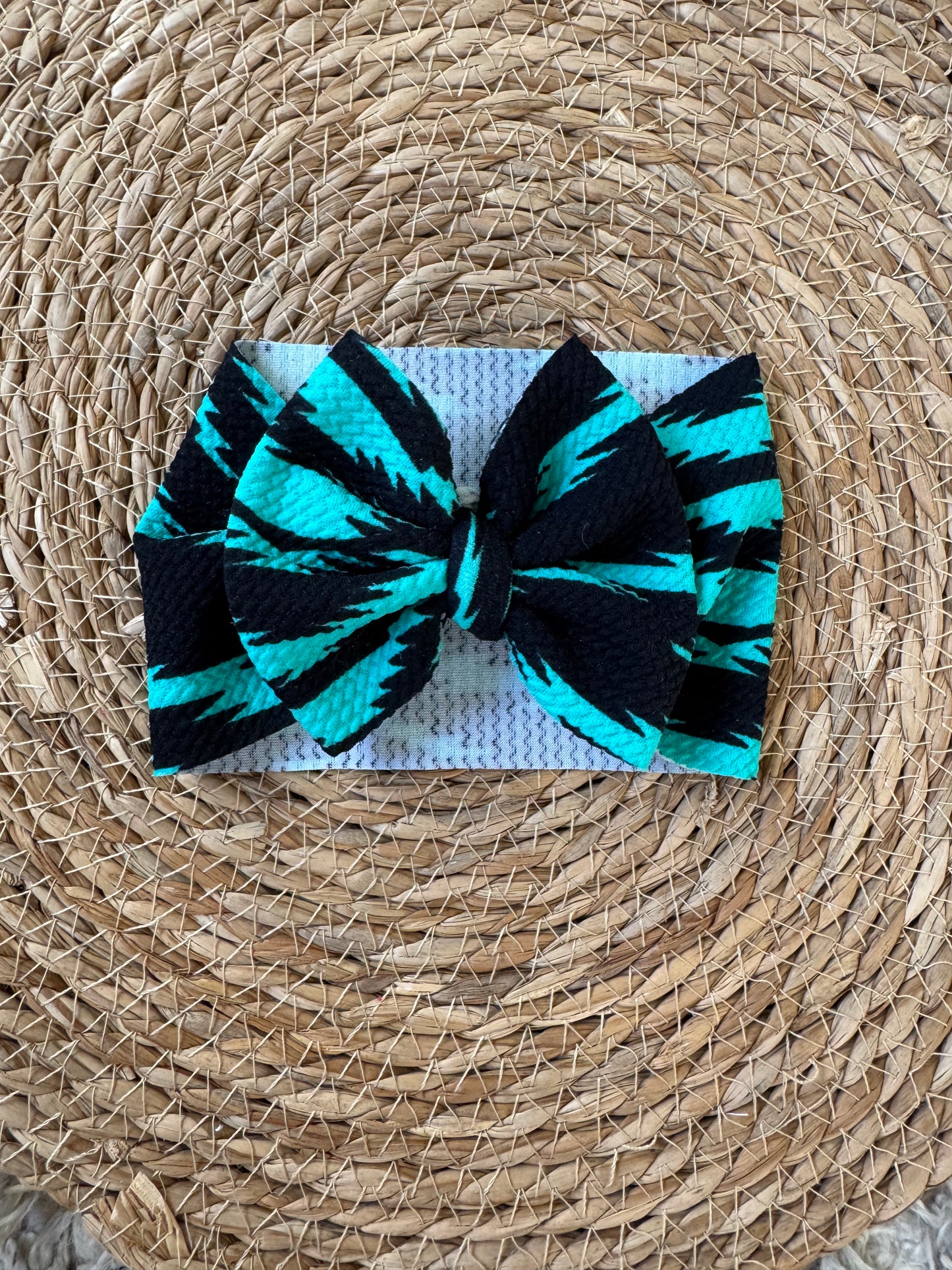 Teal&Black Aztec Bow