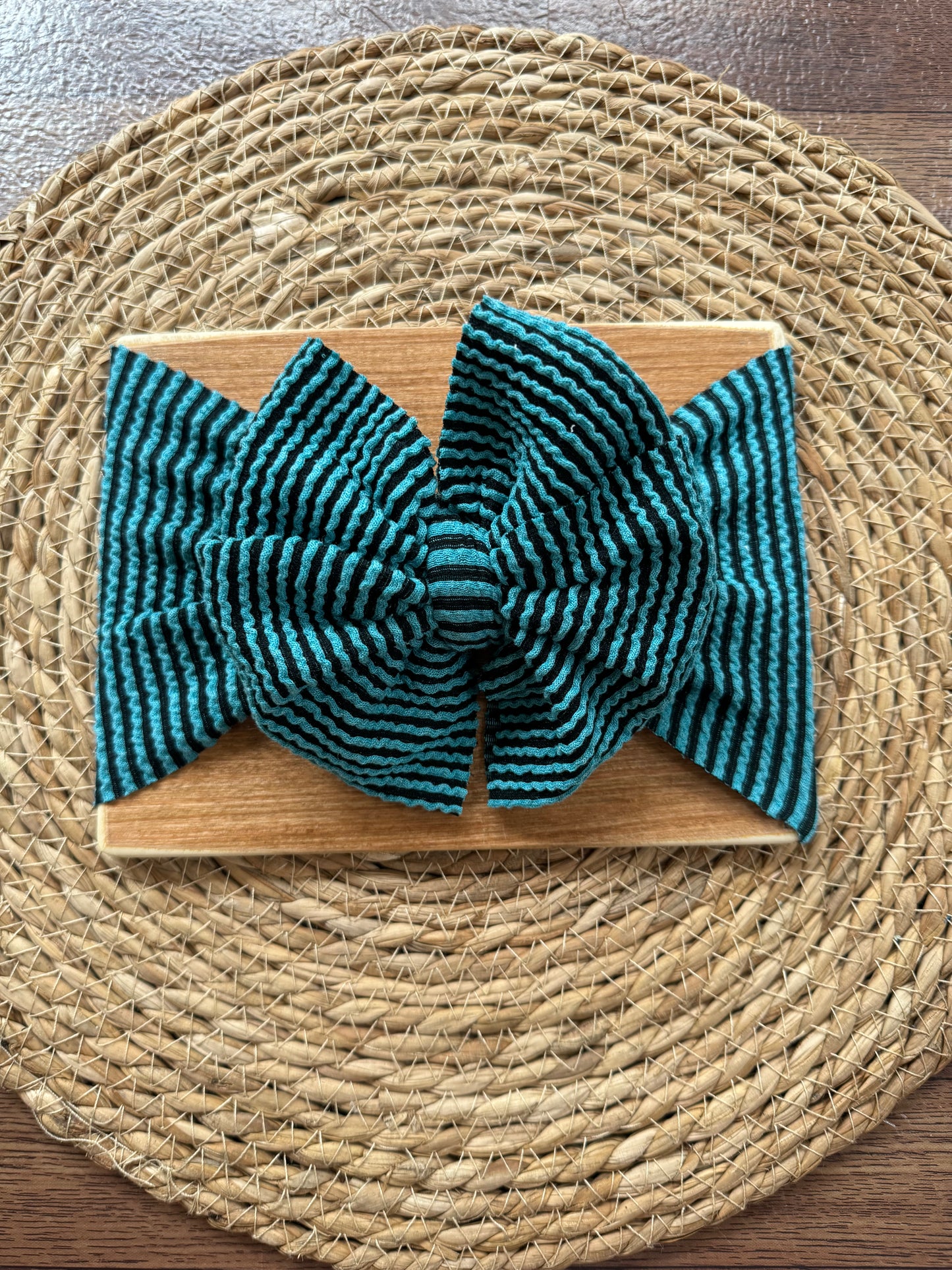 Teal&Black Urban Rib Messy Headwrap