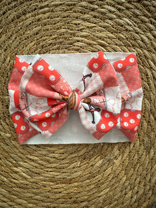 Pink Baseball Bow